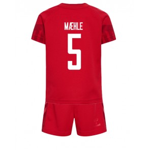 Denmark Joakim Maehle #5 Replica Home Stadium Kit for Kids World Cup 2022 Short Sleeve (+ pants)